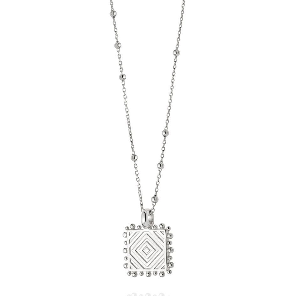 Sterling Silver Artisan Square Necklace