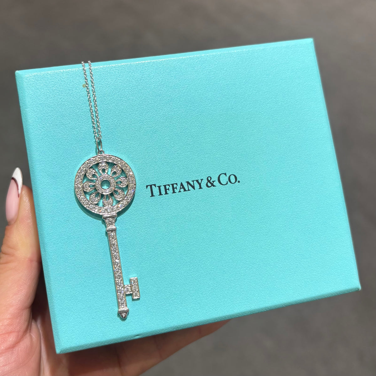 Pre-Owned Tiffany &amp; Co Platinum 1.09ct Diamond Key Pendant