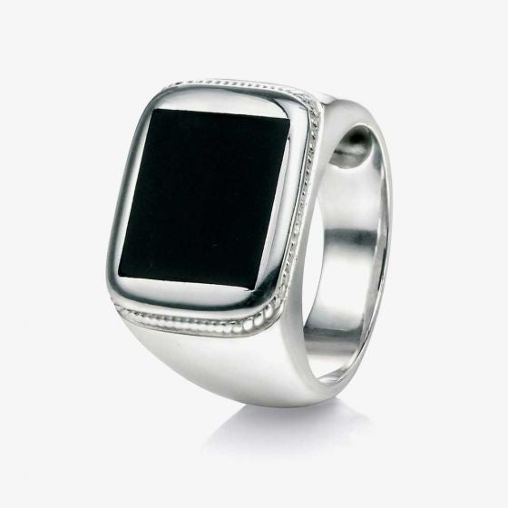Black Agate Men's Signet Ring