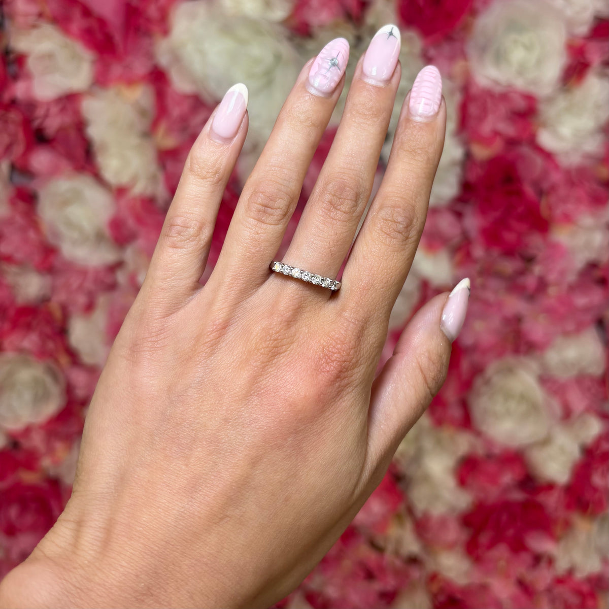 18ct White Gold 0.40ct Diamond Shared Claw Set 1/2 Eternity Ring