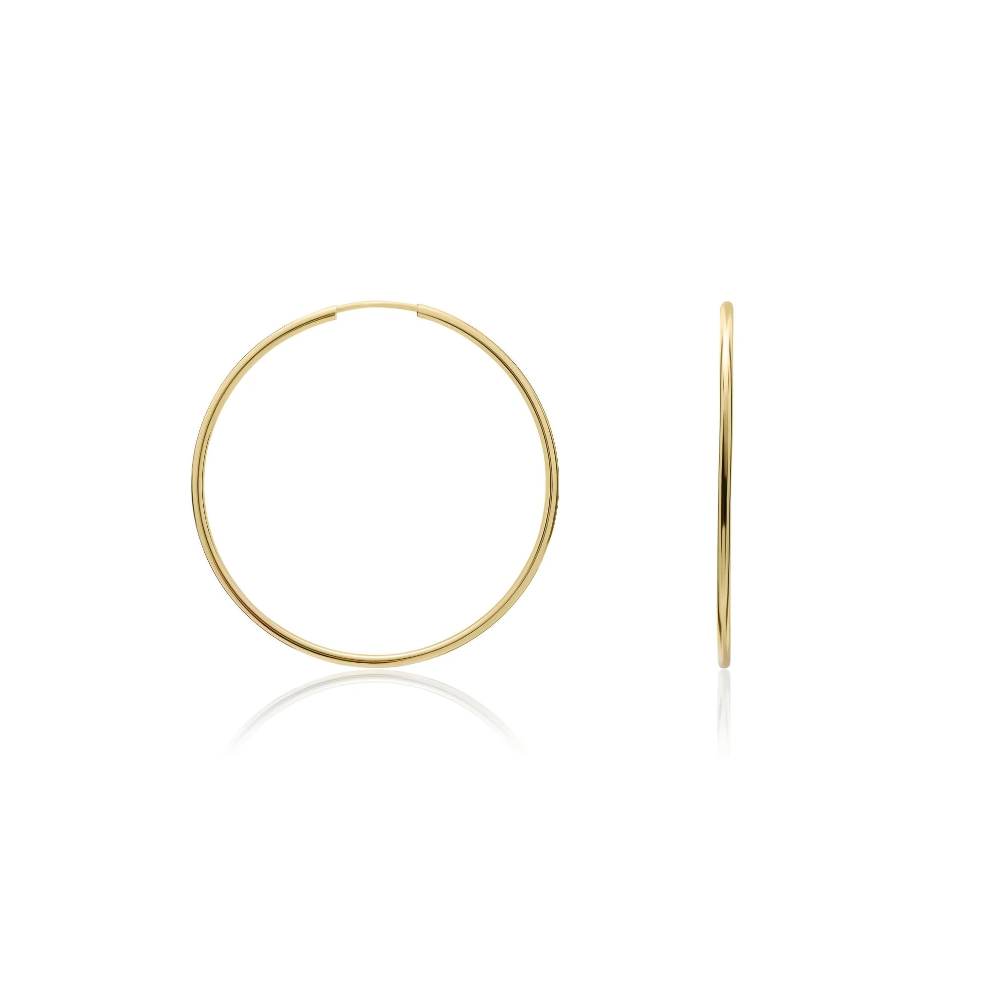 9ct Yellow Gold Sleeper Hoop Earrings 32mm