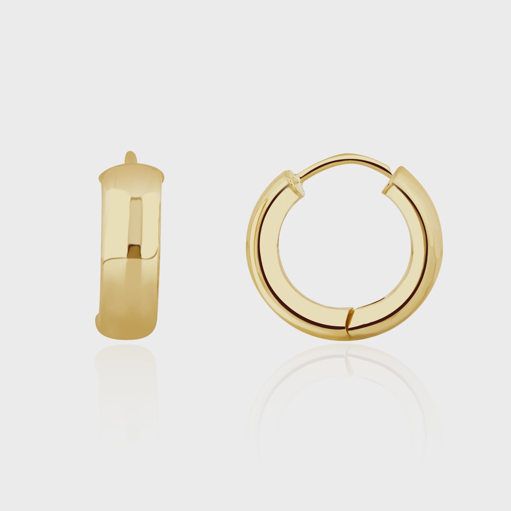 9ct Yellow Gold Polished Round Huggy Hoop Earrings