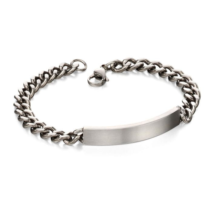Brushed Stainless Steel Men's ID Bracelet
