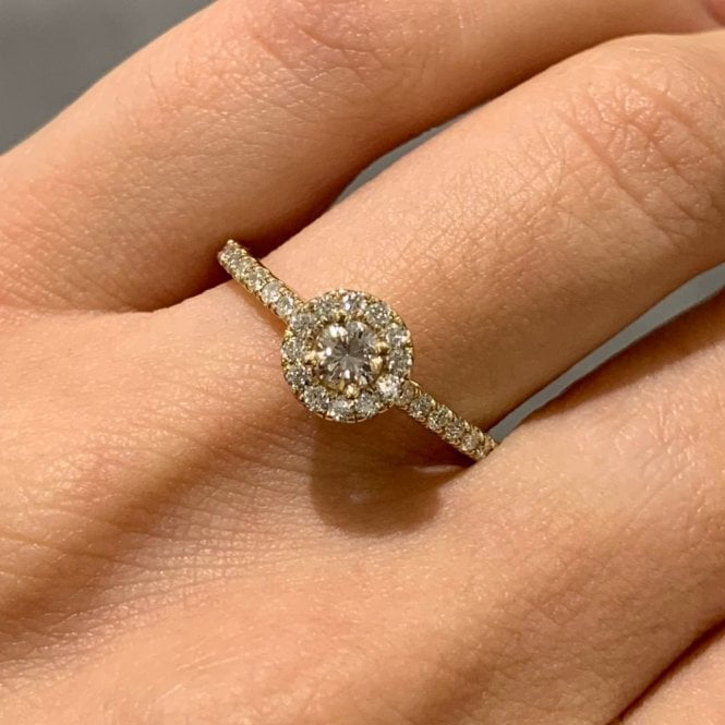 9ct Yellow Gold 0.52ct Diamond Halo Ring