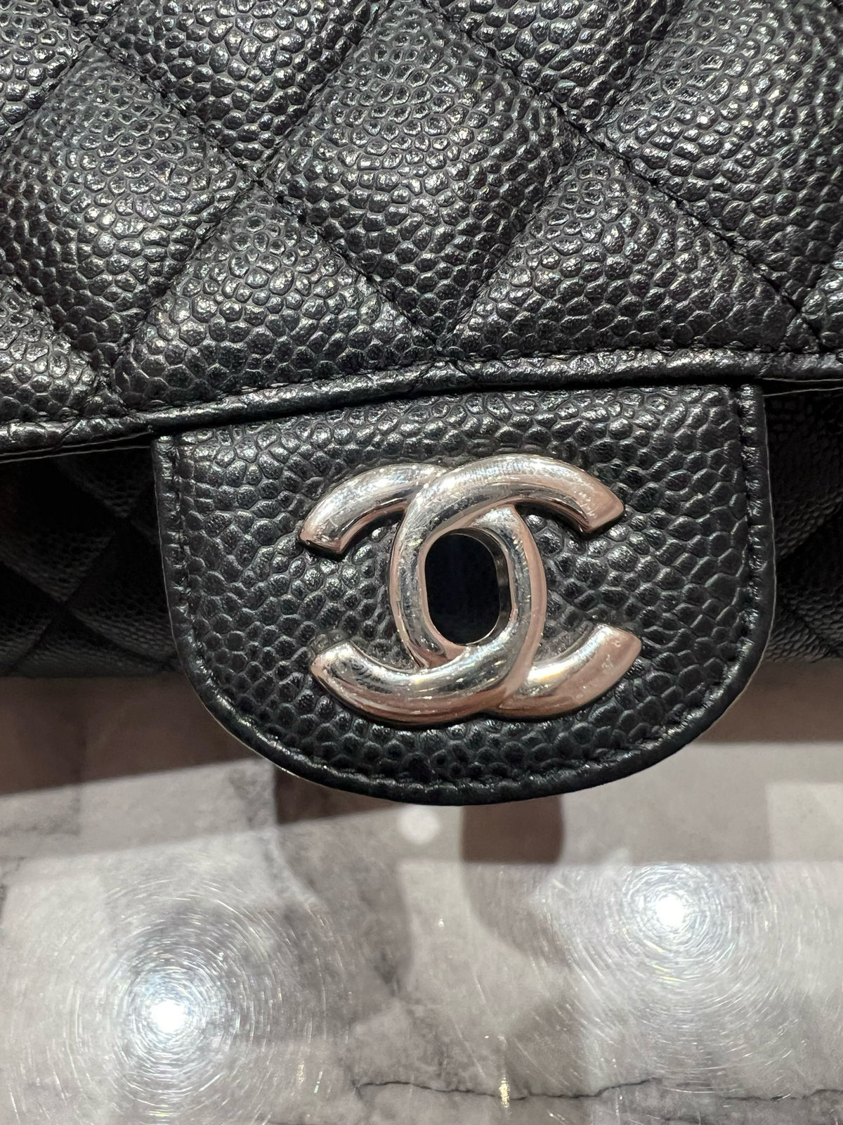 Pre-Owned Chanel Medium Classic Double Flap Bag in Black Caviar Leather