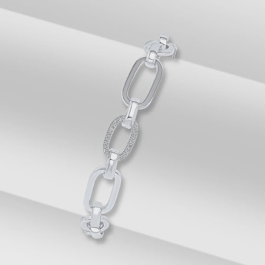 Silver 8mm Handmade Textured Oval Bracelet 7.5"