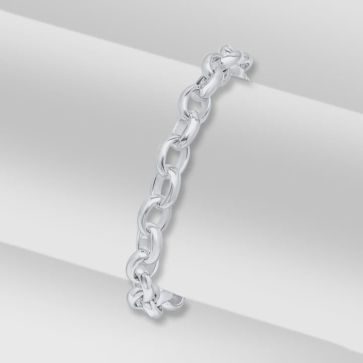 Silver Handmade  Oval Link Belcher Bracelet