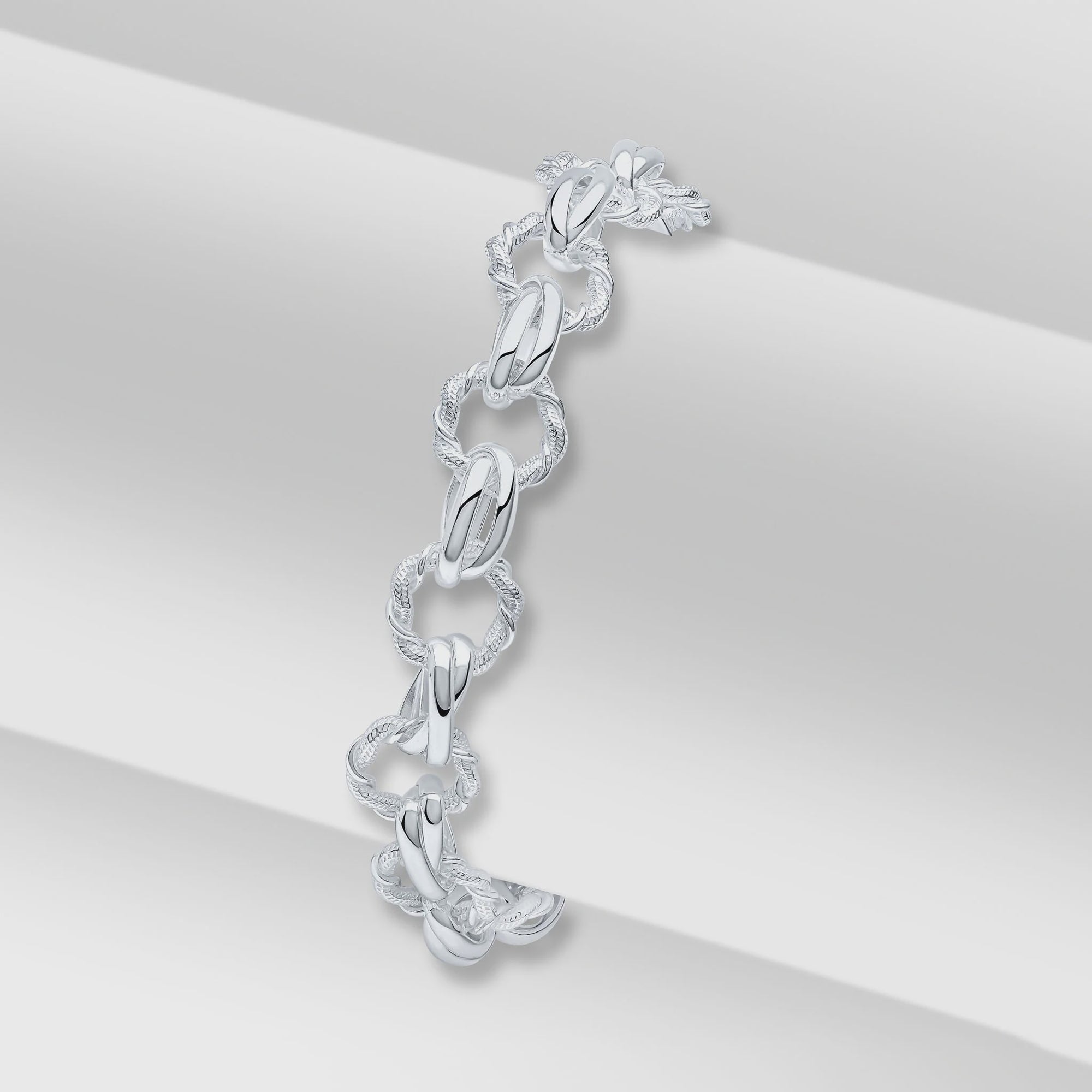 Silver 10mm Handmade Fancy Round Twist Bracelet