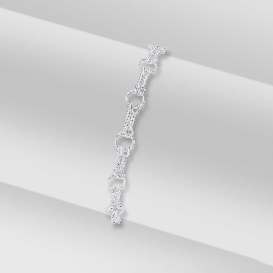 Silver 6.2mm Handmade Double Twist Bracelet 7.5"