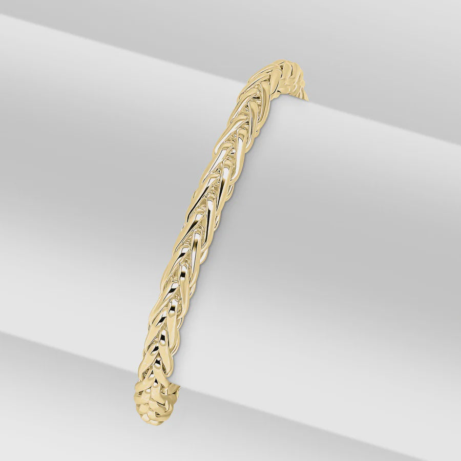 Silver 18ct Yellow Gold Plated Vermeil 4.9mm Handmade Spiga Bracelet 7.5"