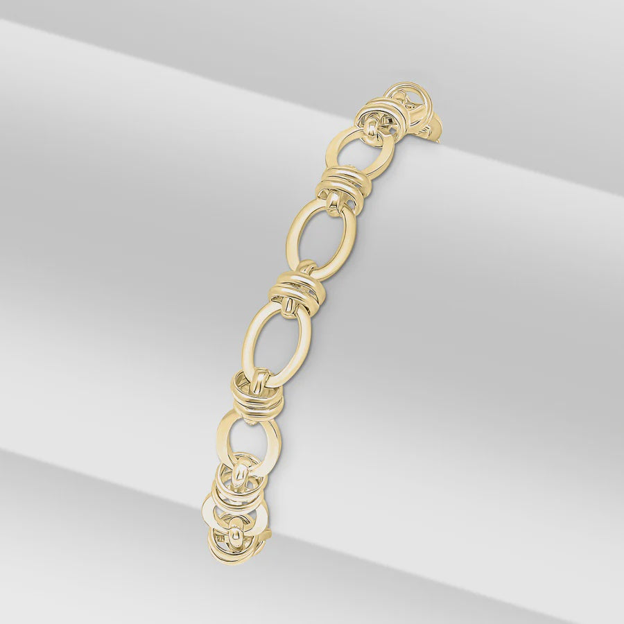 Silver 18ct Yellow Gold Plated Vermeil 7.1mm Handmade Square Oval Bracelet 7.5"