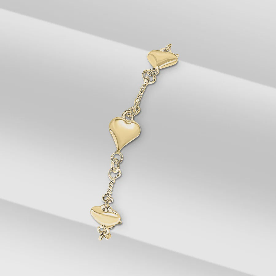 18ct Yellow Gold Vermeil 8.5mm Handmade Heart Twist Chain, 7.5"