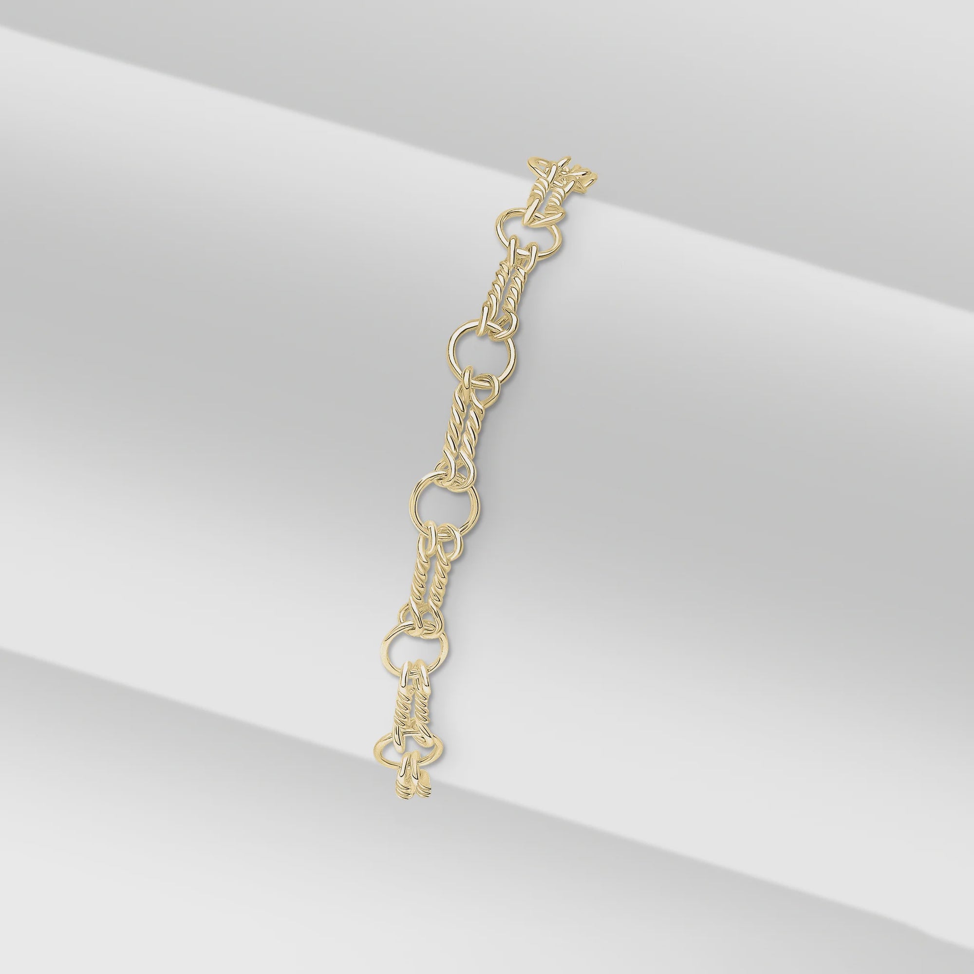 Silver 18ct Yellow Gold Plated  Vermeil 6.2mm Handmade Double Twist Bracelet, 7.5"