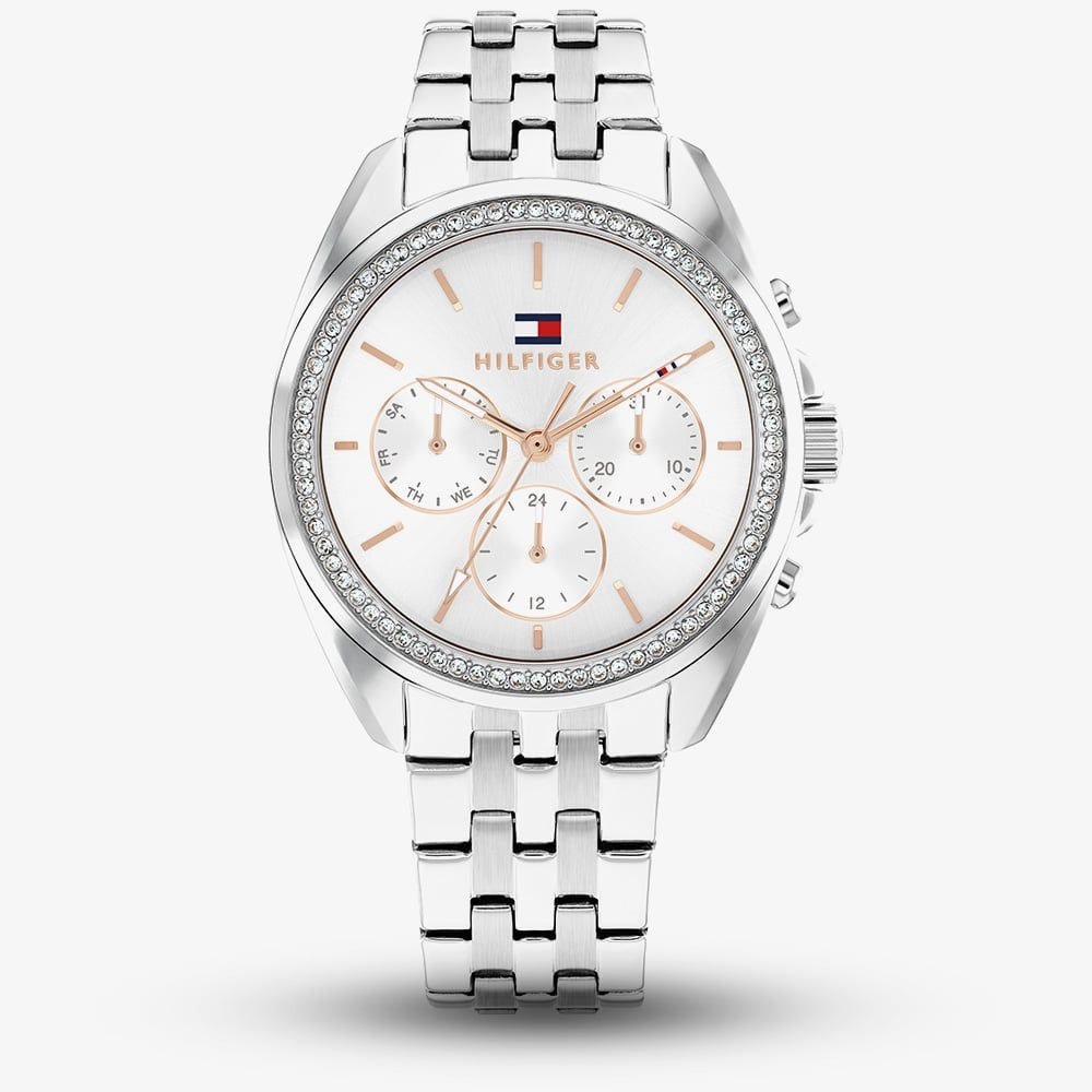 Tommy Hilfiger Ladies Mellie Silver Dial Stone Set Watch