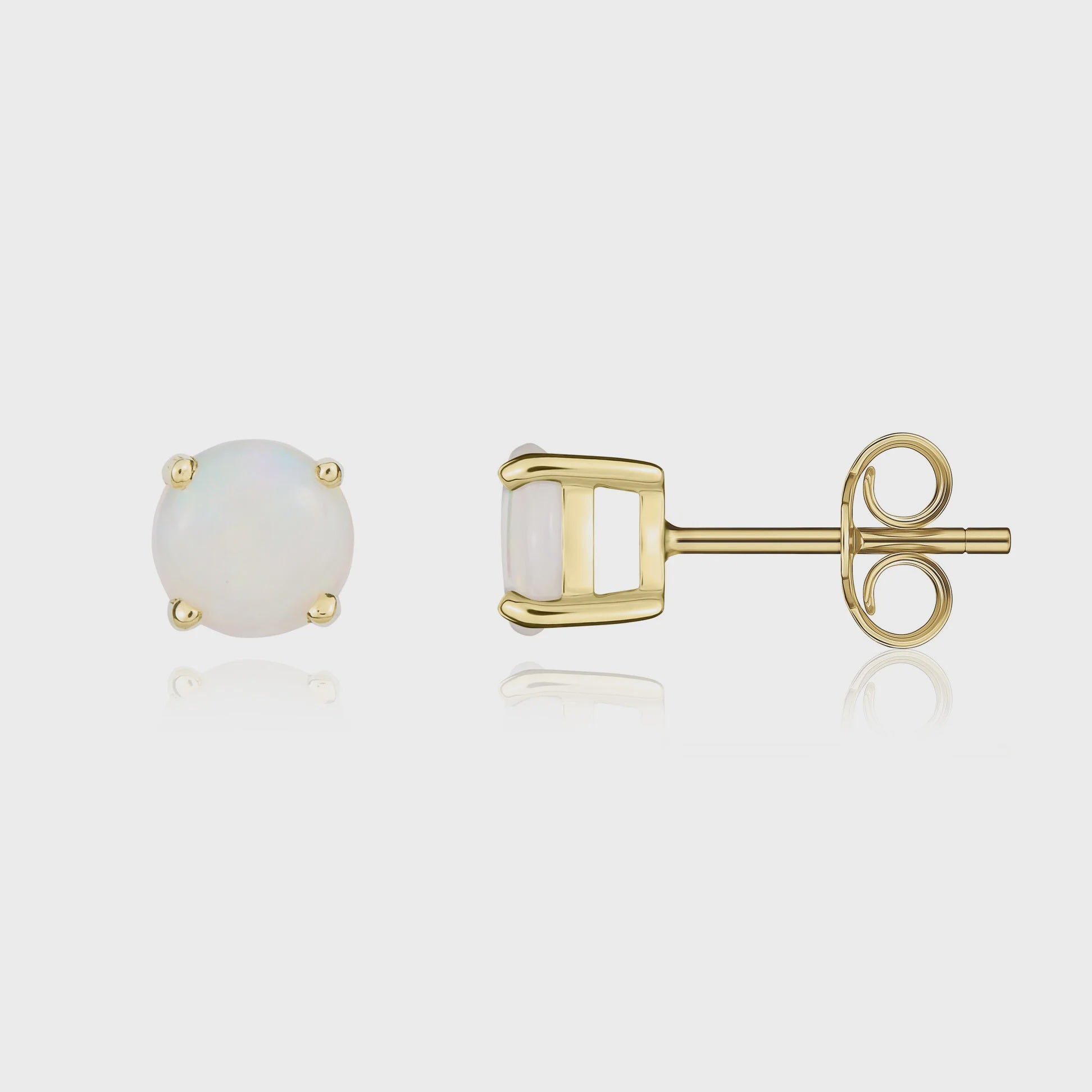9ct Yellow Gold 5mm Opal Claw Set Earrings