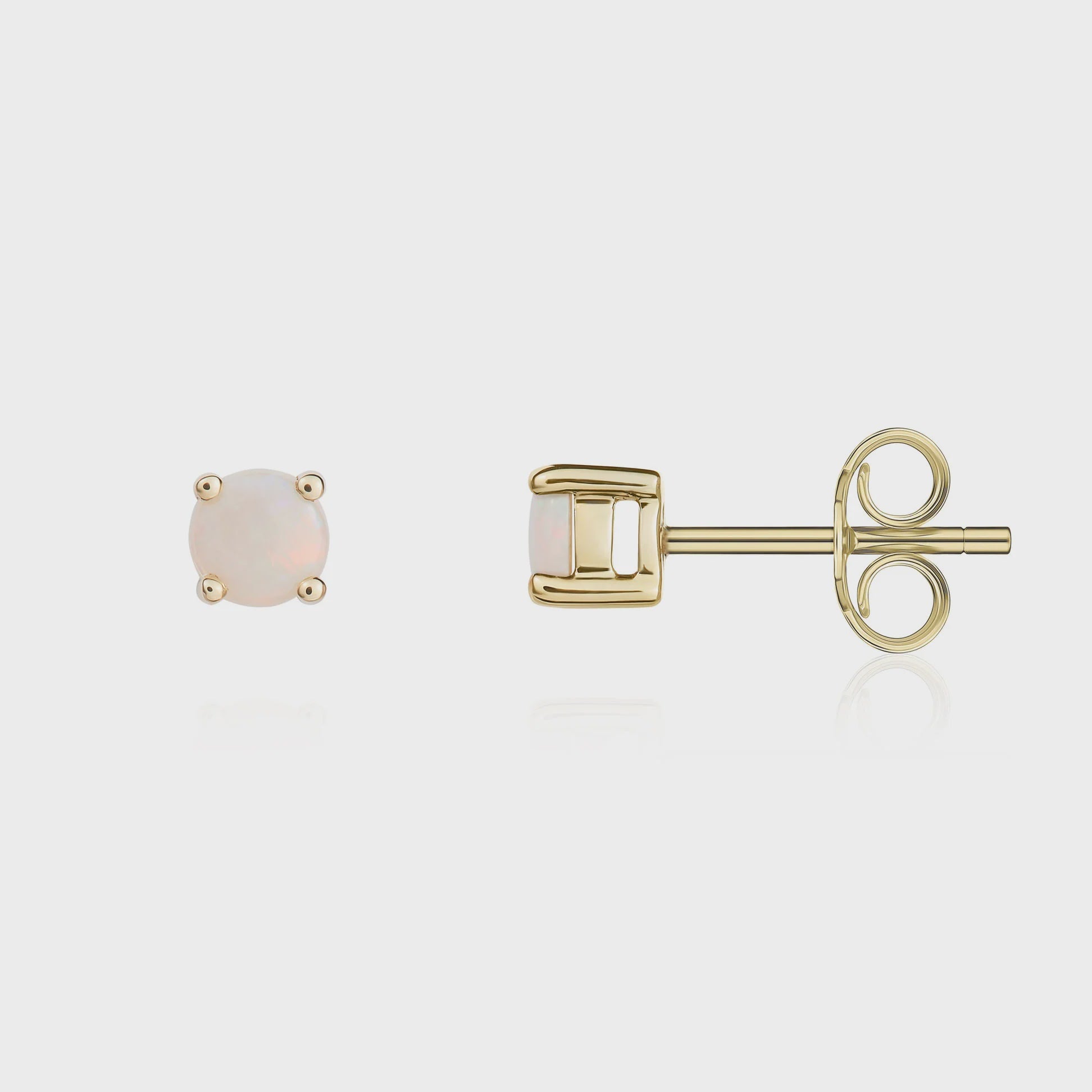 9ct Yellow Gold 4mm Opal Claw Set Earrings