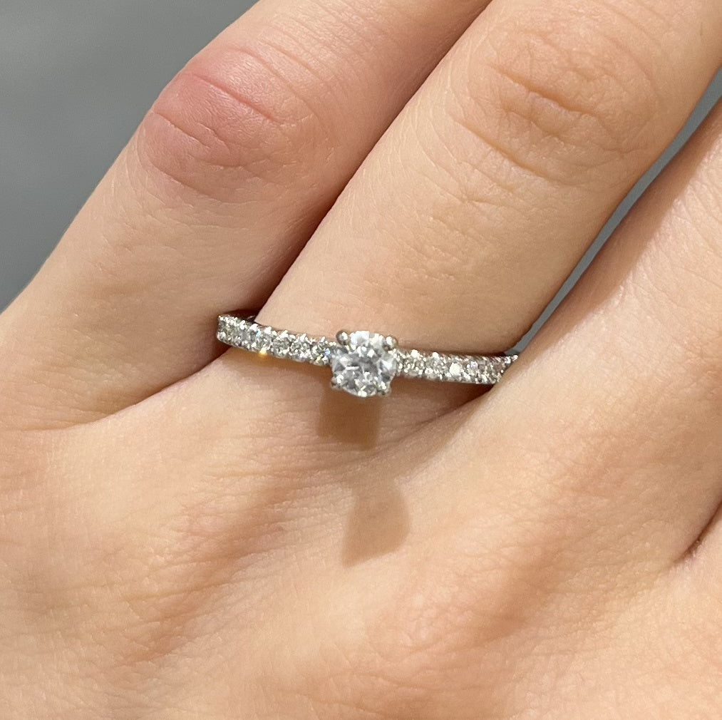 Platinum 0.53ct Diamond Solitaire Ring with Hidden Halo