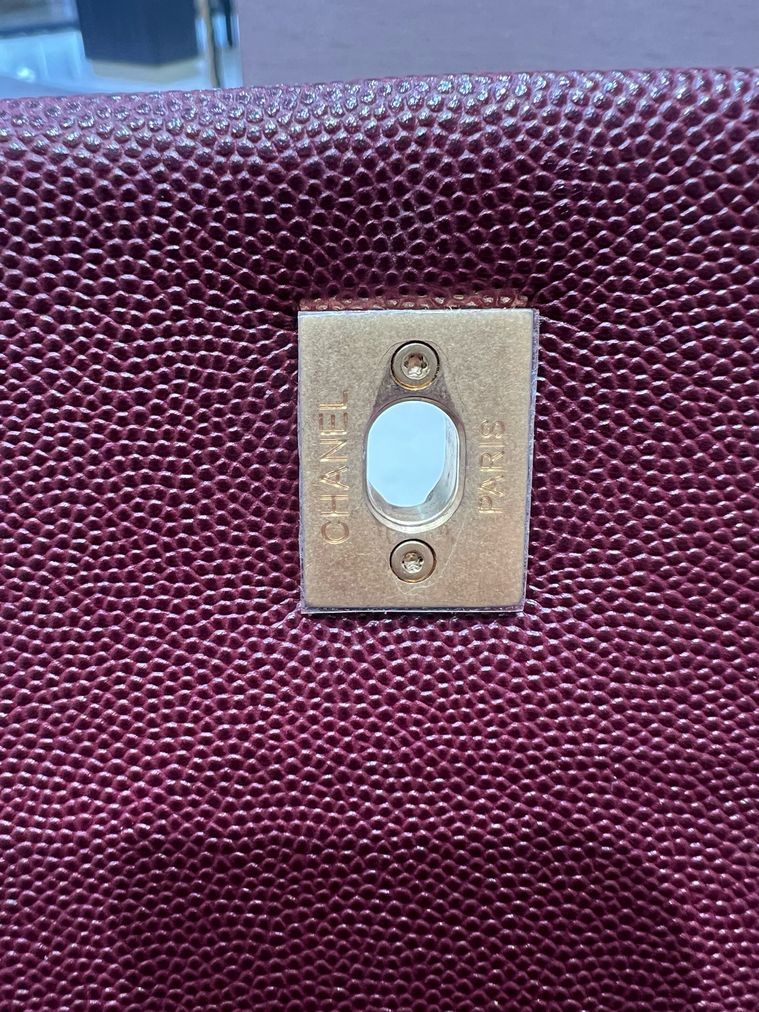 Pre-Owned Chanel Small Coco Handle in Burgundy Caviar/Elaphe Snake Top Handle