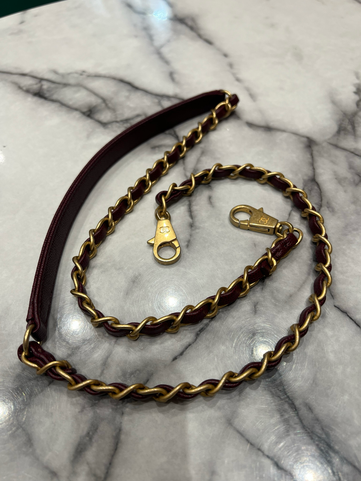 Pre-Owned Chanel Small Coco Handle in Burgundy Caviar/Elaphe Snake Top Handle