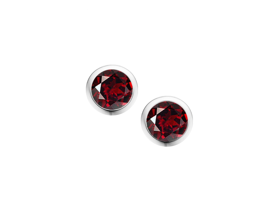 Sterling Silver January Birthstone Garnet Orbit Stud Earrings