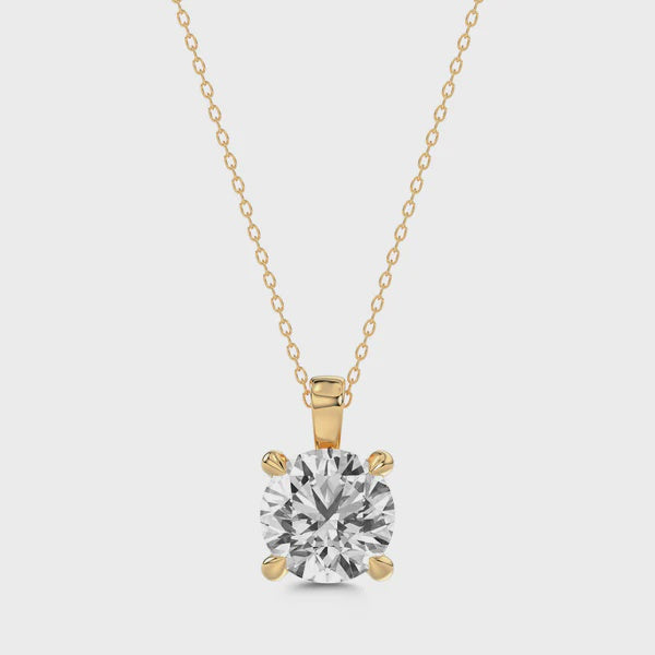 18ct Yellow Gold Lab-Grown 1.53ct Diamond Solitaire Pendant &amp; Chain