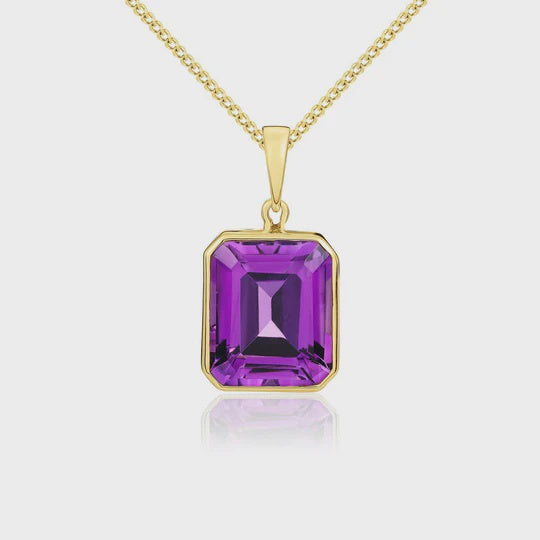 9ct Yellow Gold 5.60ct Octagonal Rubover Amethyst