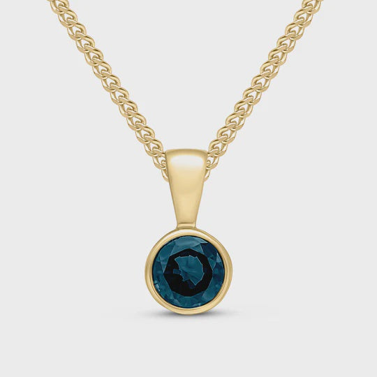 9ct Yellow Gold 0.60ct Round Sapphire Rubover Pendant