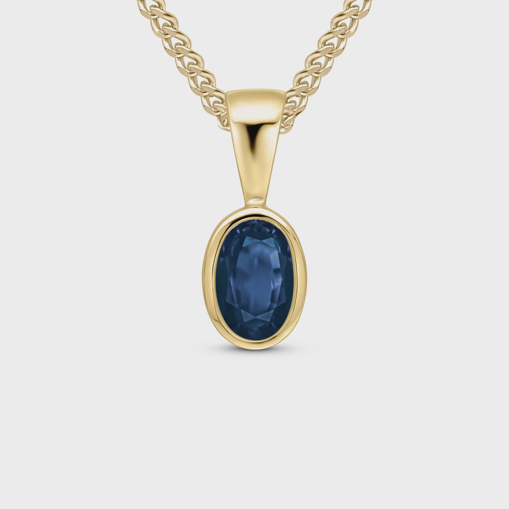 9ct Yellow Gold Oval 0.61ct Sapphire Rubover Pendant
