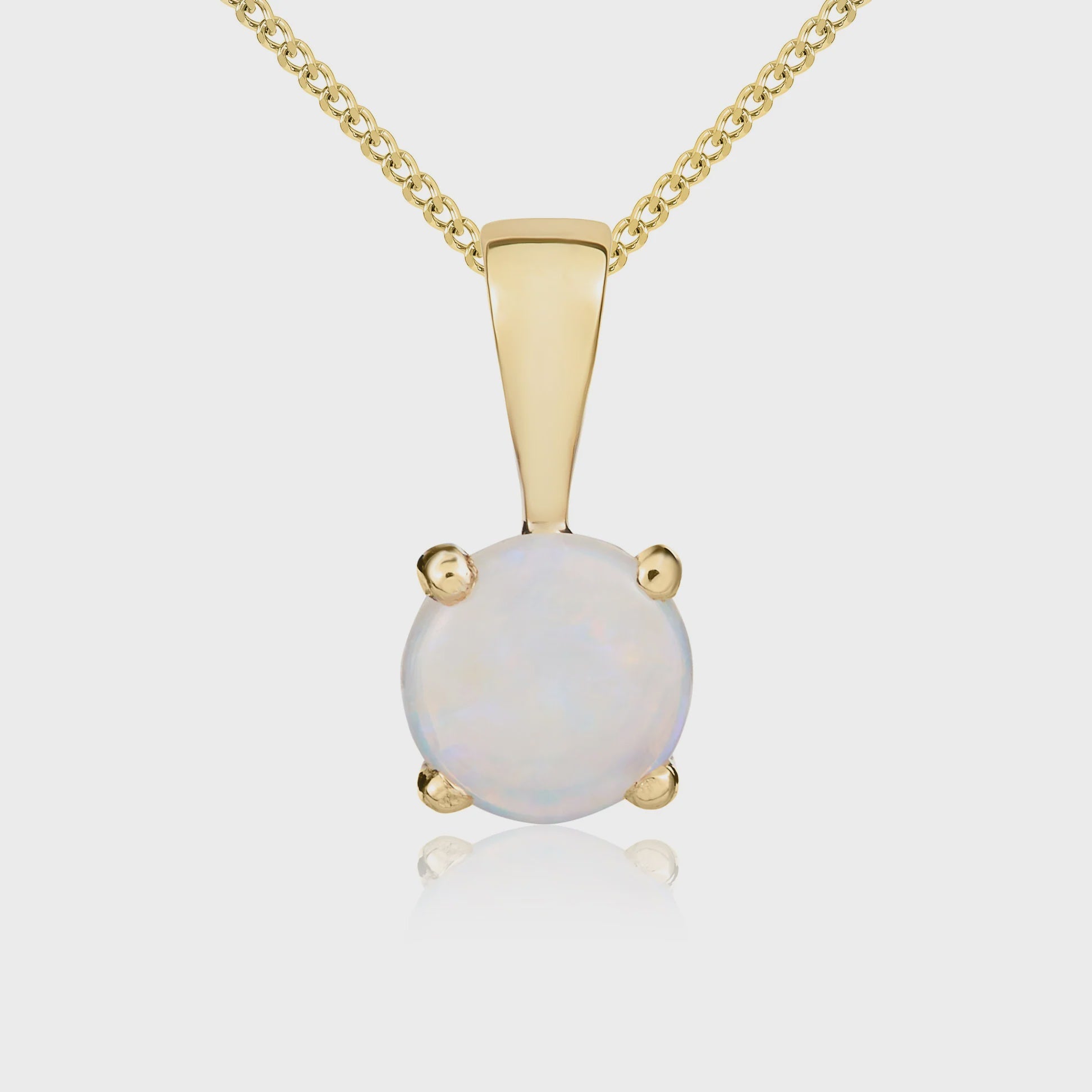 9ct Yellow Gold Opal 5mm Round Claw-Set Pendant