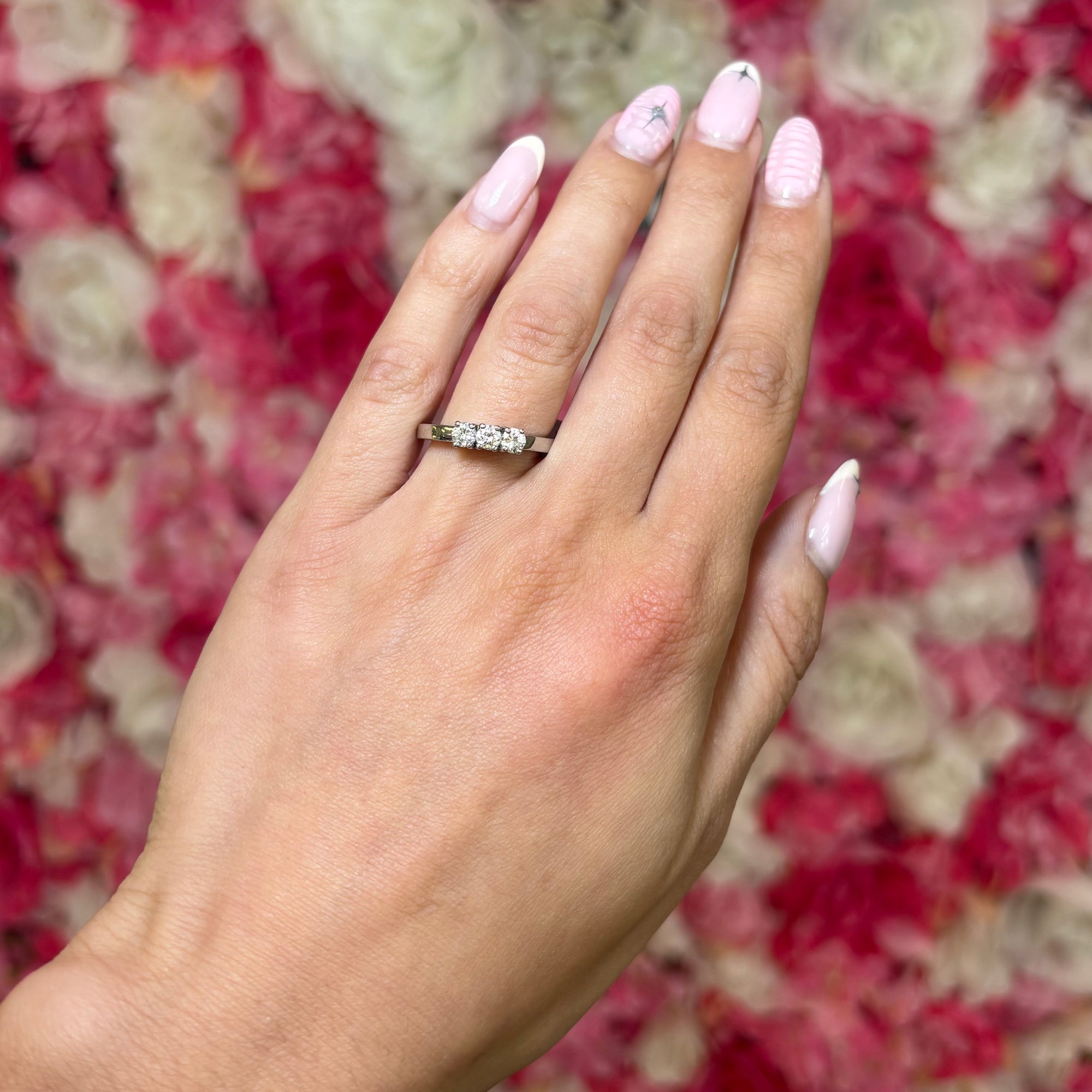 18ct White Gold 3 Stone Claw Set Diamond Ring