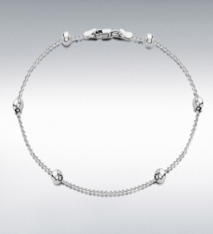 Sterling Silver Ball Chain Anklet 23cm/9"