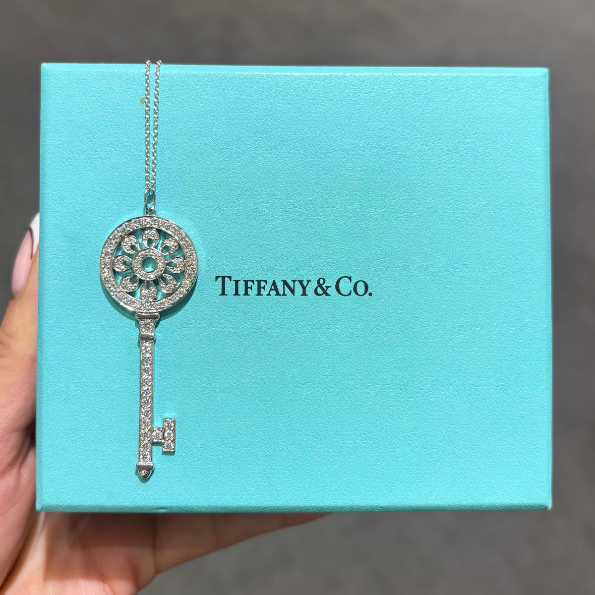 Pre-Owned Tiffany &amp; Co Platinum 1.09ct Diamond Key Pendant
