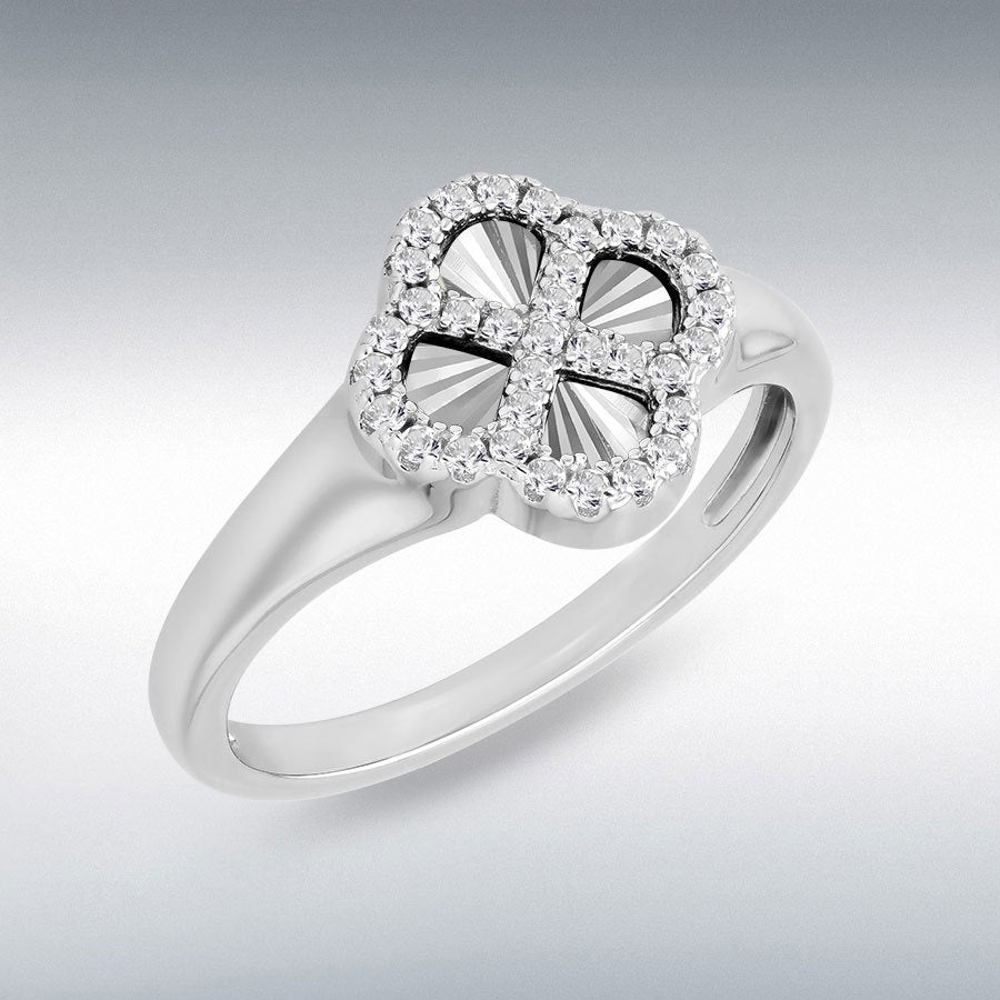 Sterling Silver Rainbow Clover Ring