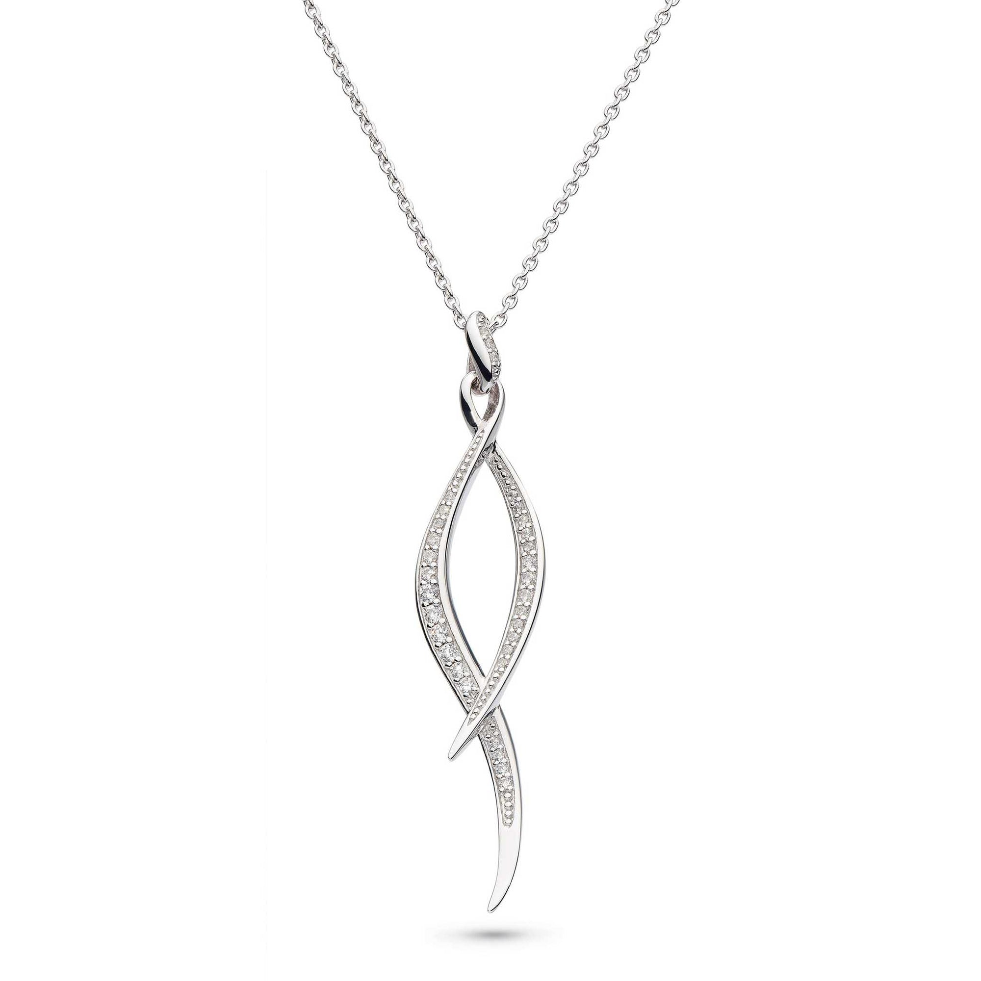 Silver Entwine Twine Twist Pavé Necklace 20"