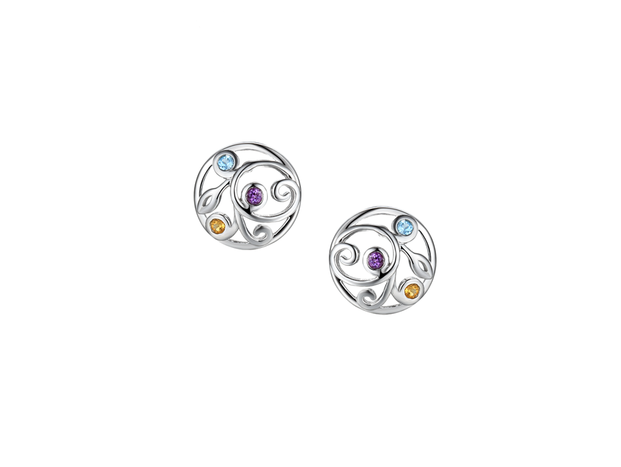 Sterling Silver Opal Fruits Stud Earrings
