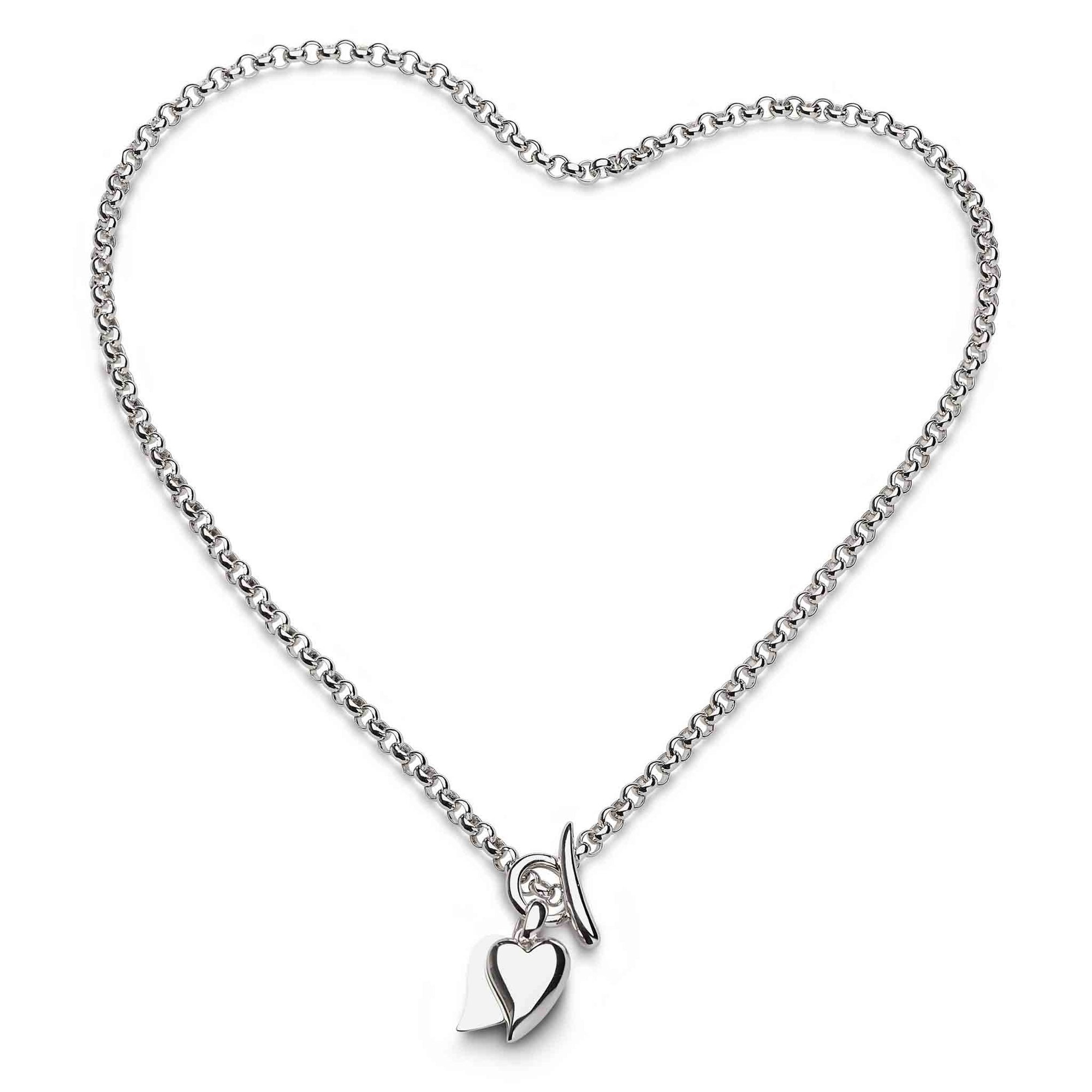 Silver Desire Love Duet Heart Necklace 16"