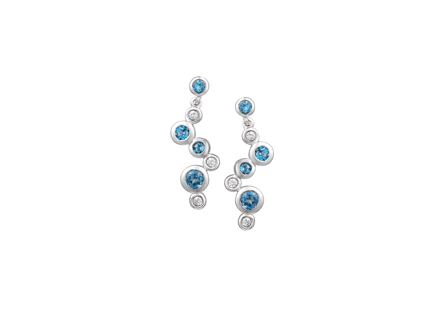 Silver Bubble London Blue Topaz &amp; Cubic Zirconia Earrings