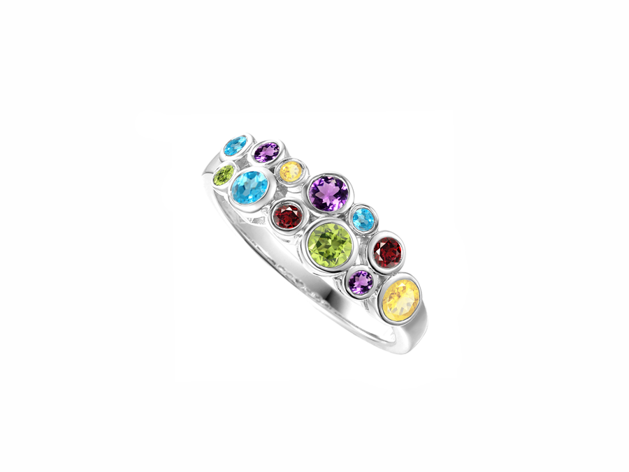 Sterling Silver Multi-Stone Rhapsody in Colour Bubble Ring
