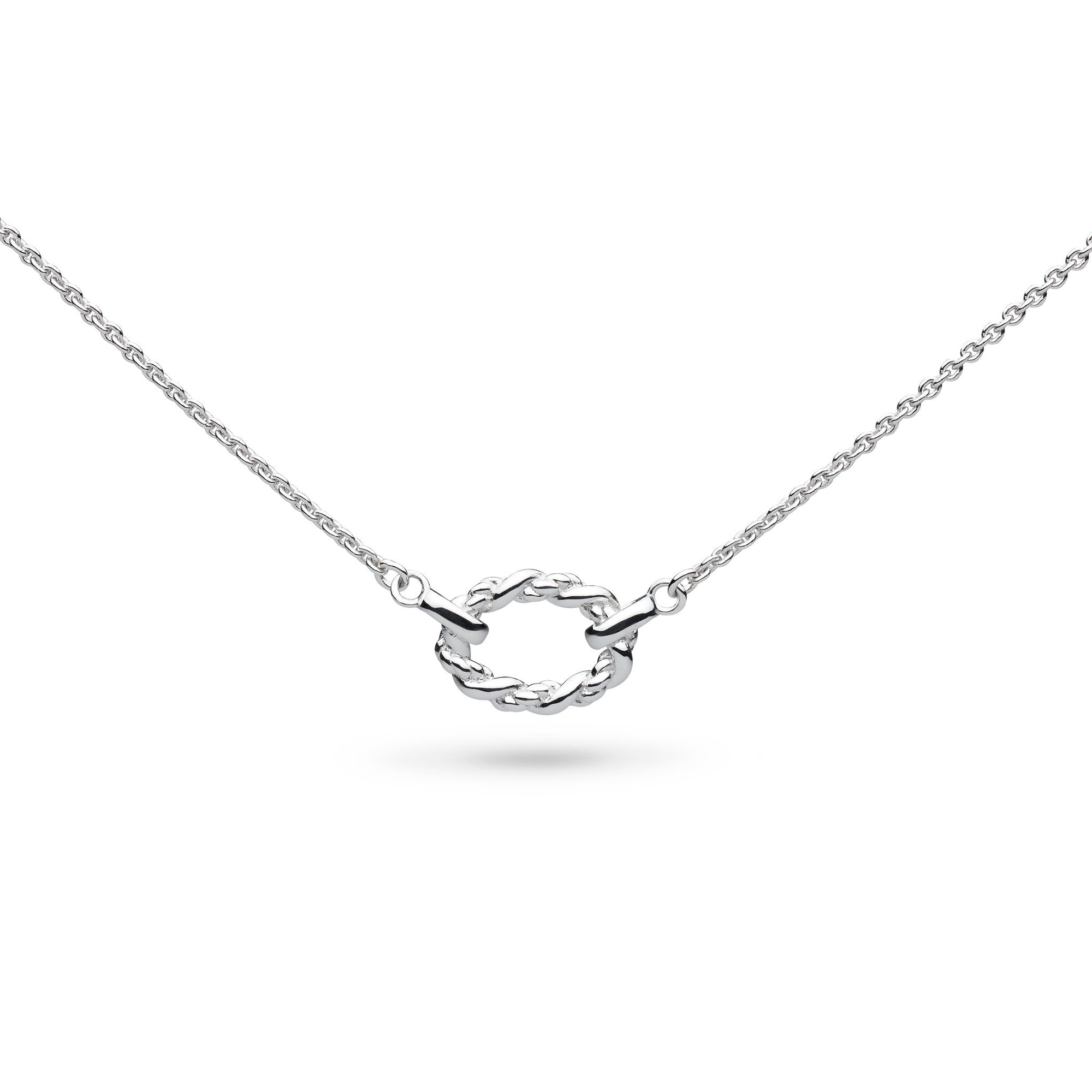 Silver Marina Rope Twist Oval Necklet 17"