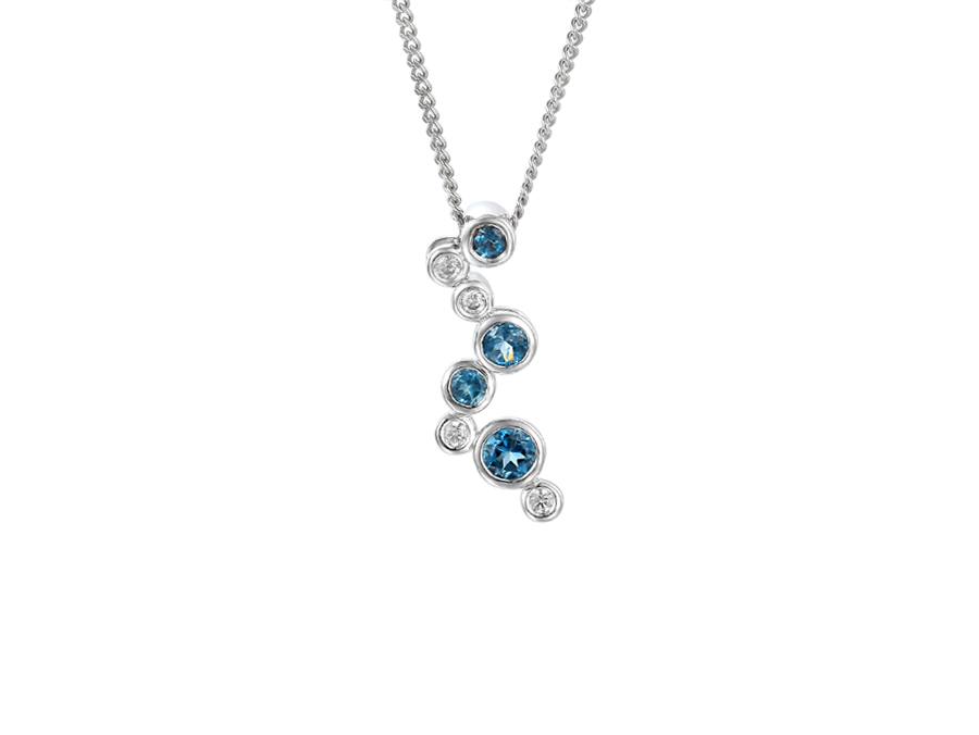 Sterling Silver Bubble London Blue Topaz &amp; Cubic Zirconia Necklace