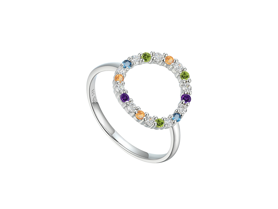 Sterling Silver Circle Of Colour Ring