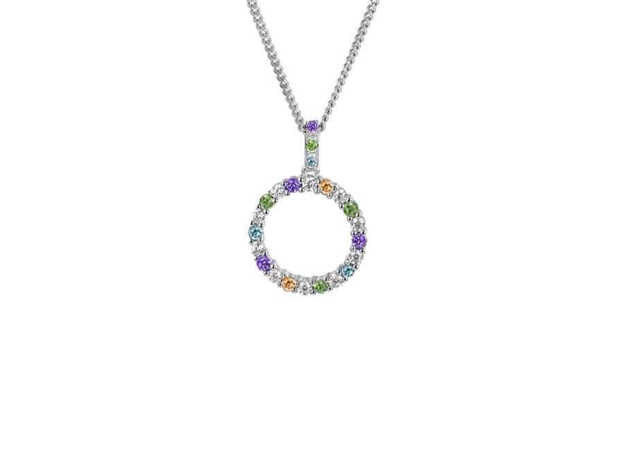 Sterling Silver Circle of Colour Necklace