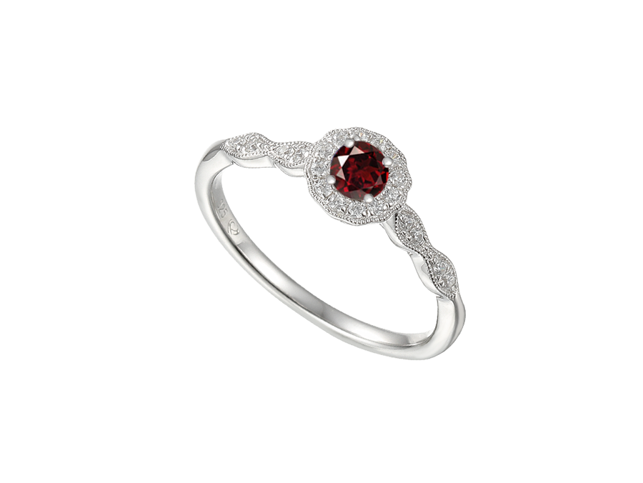 Sterling Silver CZ &amp; Garnet Cool Nights Cluster Ring