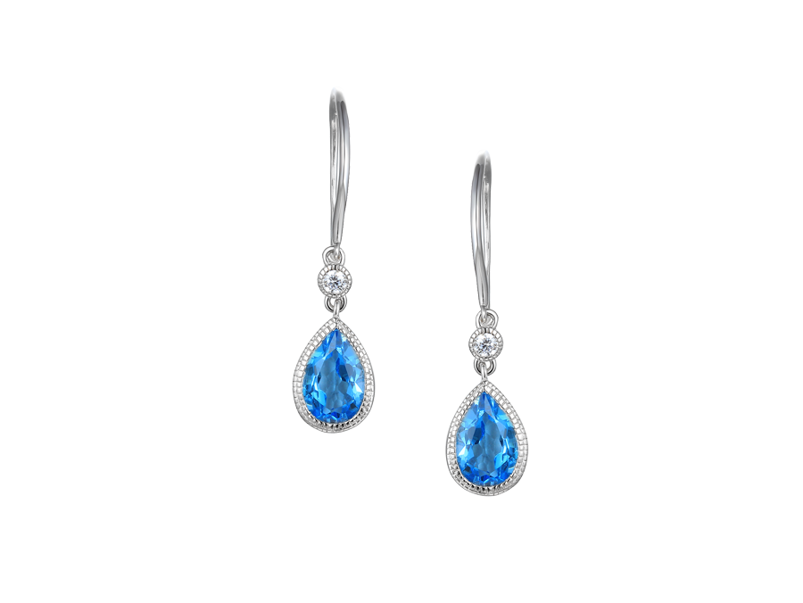 Sterling Silver Blue Topaz Devotion Earrings
