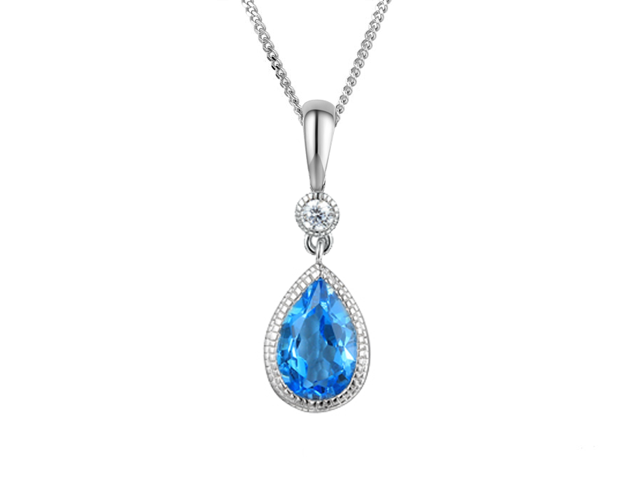 Sterling Silver Blue Topaz Devotion Necklace