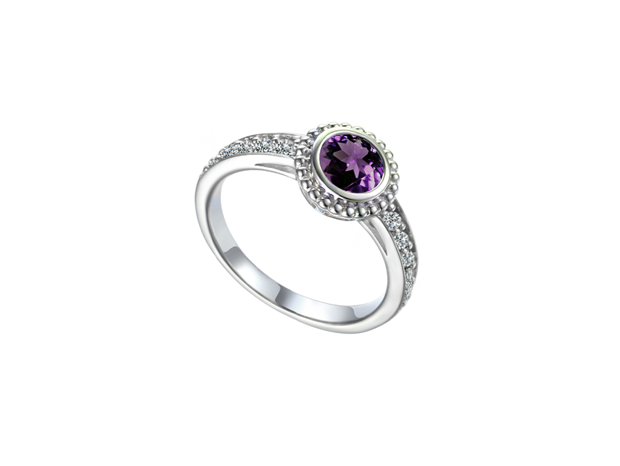 Sterling Silver Amethyst Dimple Ring