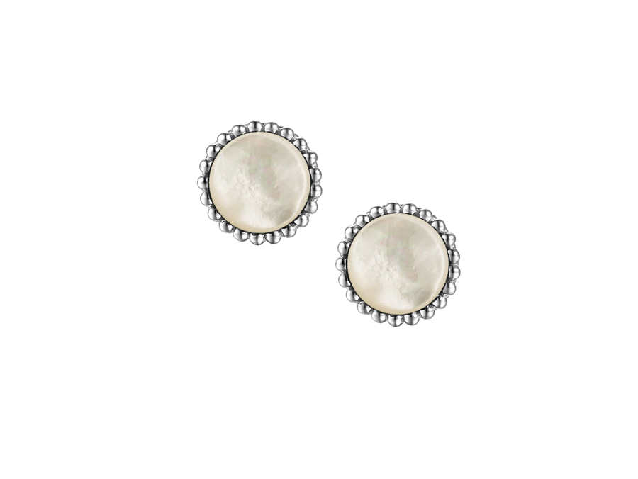 Sterling Silver Mother Of Pearl White Rock Earrings
