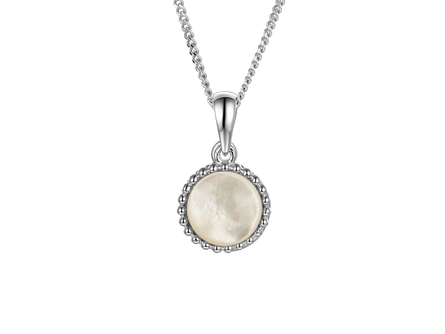 Sterling Silver Mother Of Pearl White Rock Necklace