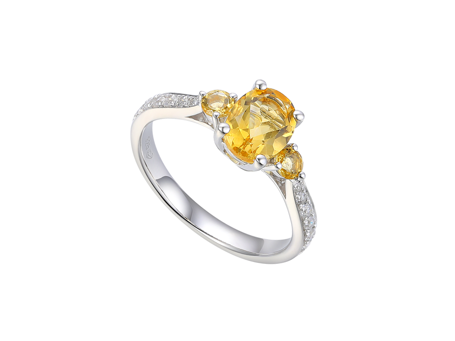 Sterling Silver Orange Citrine Content Ring