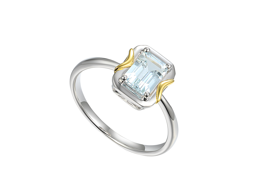 Sterling Silver Aquamarine Contour Ring